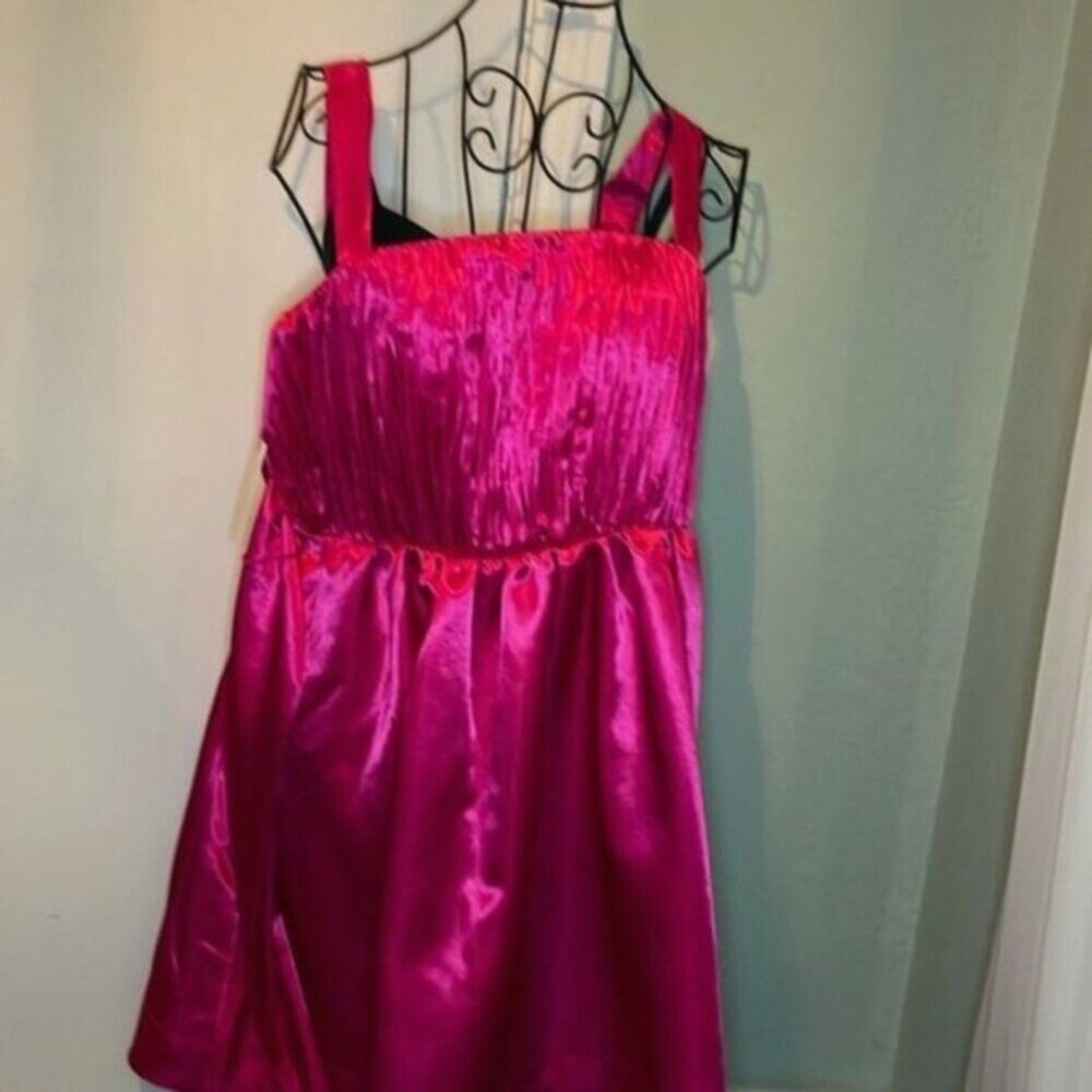 Anthropologie Bow tie Satin Mini Dress Pink size 8 - Picture 5 of 8